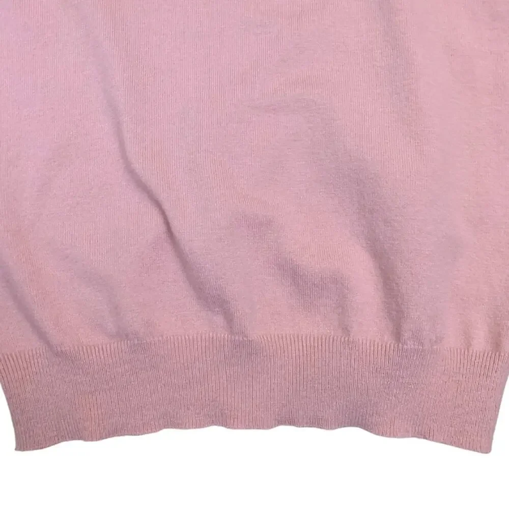 2/$30 Soft Pink Blush VNeck Long Sleeve Sweater Feminine Preppy 90s Minimalism - Picture 5 of 9